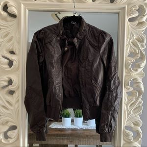 H&M cropped faux leather jacket